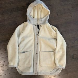 Cream and Gray Sherpa Forever 21 Zip Up Jacket Women’s M